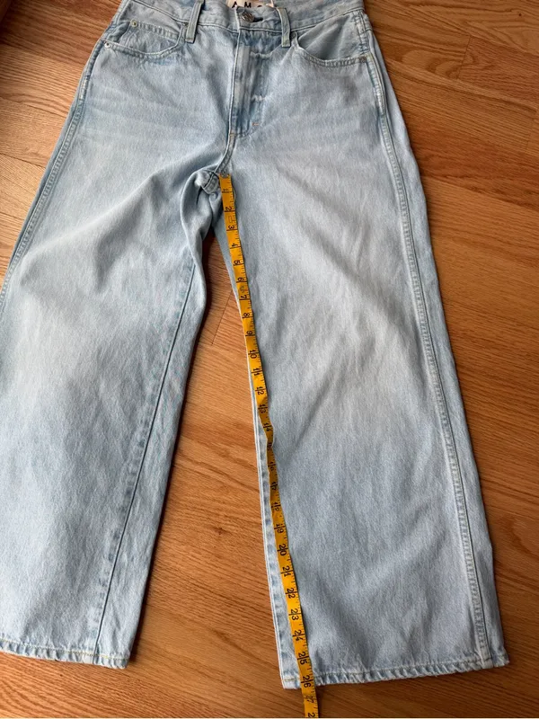 AMO Frida Crop Jeans 26 Light Wash High Rise Wide Leg Denim - Image 6