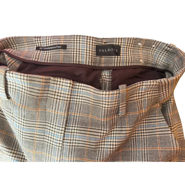 Talbots Southampton Pant 6P Plaid Straight Leg Trousers Petite Brown Blue Preppy - Image 8