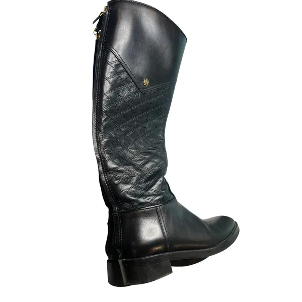 5.5 Tory Burch Claremont tall riding boots black quilted leather equestrian - Image 3