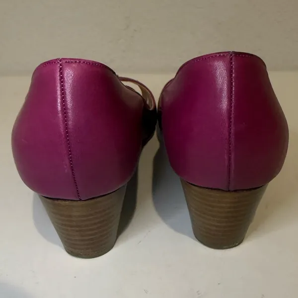CHRISTIAN LOUBOUTIN Vintage Y2K Fuchsia Purple Peep-Toe Wedges Mesh Cutouts 40.5 - Image 4