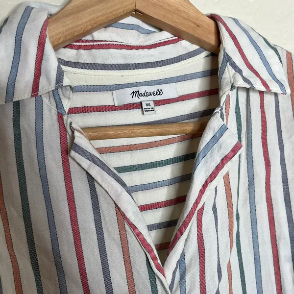 Madewell Women's Park Popover Shirt Rainbow Stripe Palo Multi Antique Cream XS - Image 3