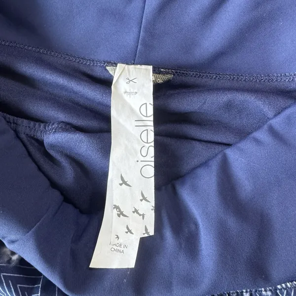 Oiselle Women's Blue/White Geometric Running Shorts Zip Pocket 2" Inseam - Image 7