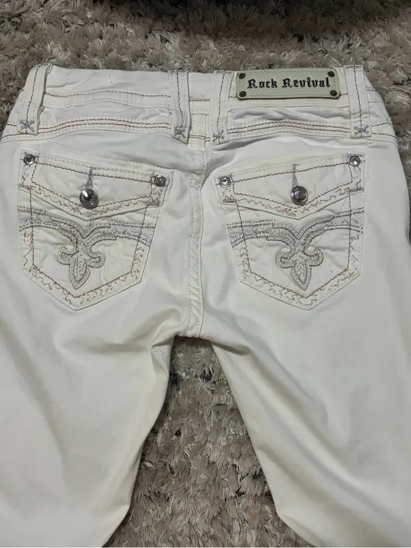 Rock Revival White Women's Skinny Jeans size 26 - Image 6