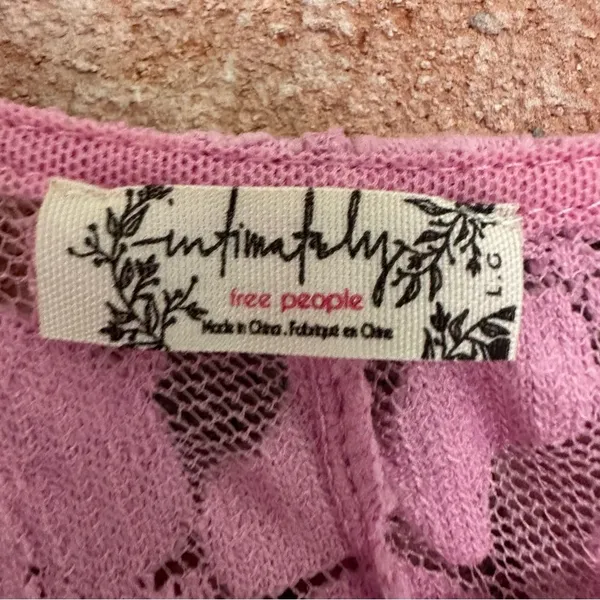 Intimately Free People Long Distance Floral Lace Shirt Women’s Large Pink Angel - Image 6