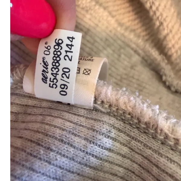 Aerie Gray Camo Oversized Crew Neck Sweatshirt‎ Ribbed Panels Small - Image 6