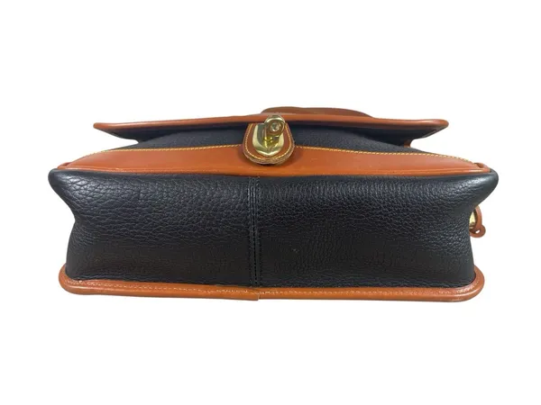 VTG Dooney & Bourke AWL Navy British Tan Pebbled Leather Messenger Top Handle - Image 5