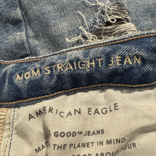 American Eagle Jeans Mom Straight Distressed High Rise Blue Size 10 Y2K 90s - Image 3