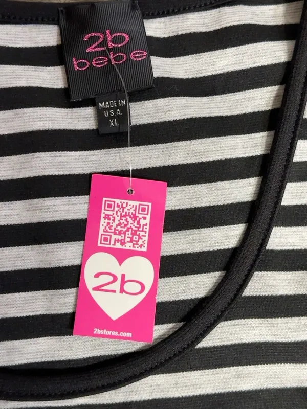 NWT 2B Bebe Women’s XL Black & White Striped Colorblock Bodycon Tank Dress USA - Image 7