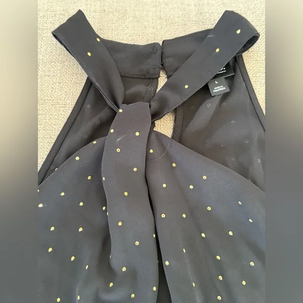 Inc back and gold stud halter cross neck top L Black Size L - Image 3
