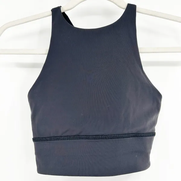 Lululemon Womens High Neck Long Line Strappy Back‎ Workout Energy Bra Size 4 - Image 3
