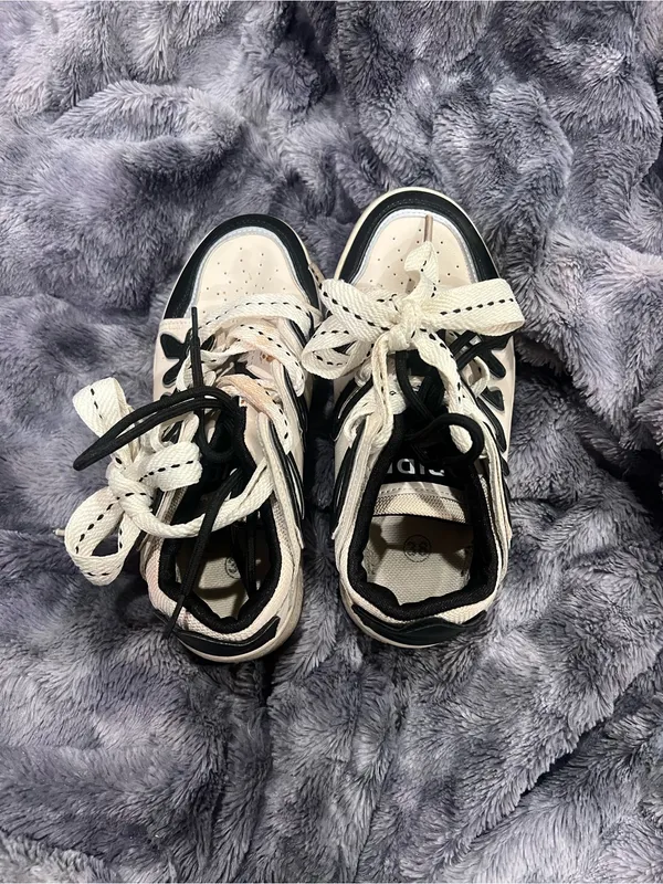 Women's Black & White Low-Top Sneakers - Stylish Casual Shoes - Image 2