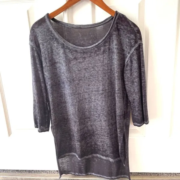 Free People grey burn out high low shirt - Image 2