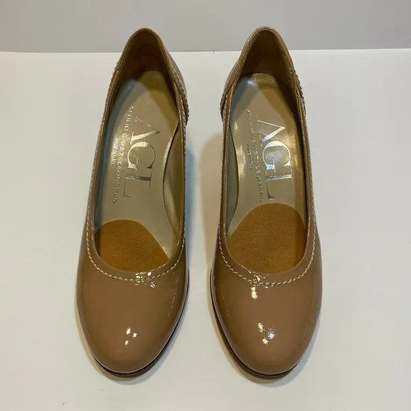 AGL Attilio Giusti Leombruni Pumps 5‎ Nude Patent Leather Heel 35 Italy - Image 7
