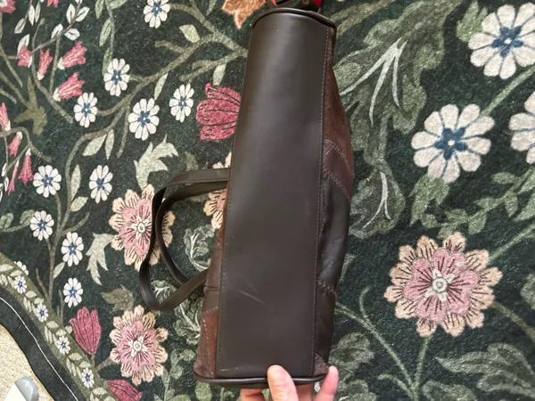 Leather patchwork purse Brown - Image 9