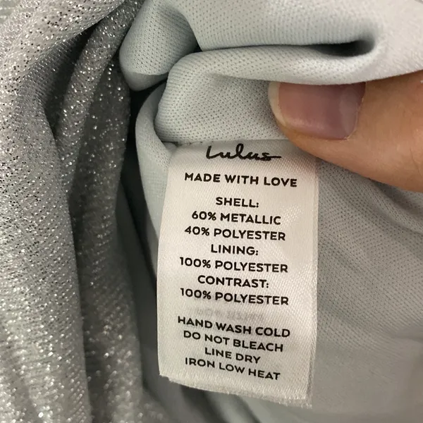 Lulus Keep Your Shine On Light Grey Metallic Faux-Wrap Maxi Dress size M - Image 13