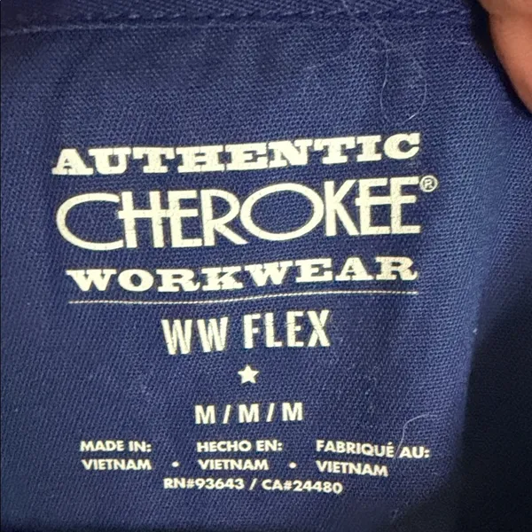 Cherokee Navy Blue V-Neck Medical Scrub Top - Image 2