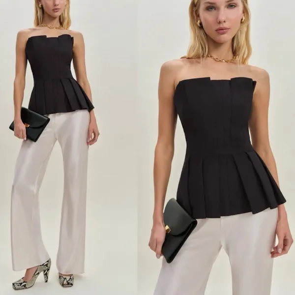 REFORMATION Ashlyn Strapless Black Top Size 6 - Image 2