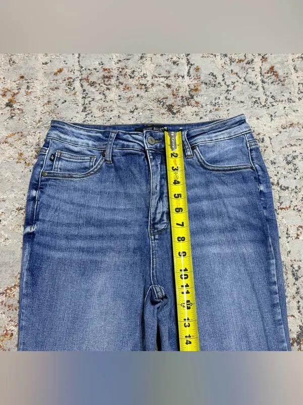 Judy Blue High Waist Tummy Control Release Hem Flare Jeans size 9/29 tall - Image 8