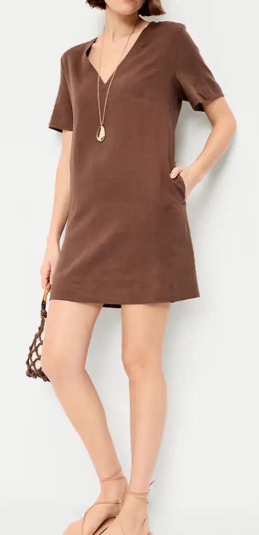 Short-Sleeve V-Neck Mini Shift Dress - Image 3