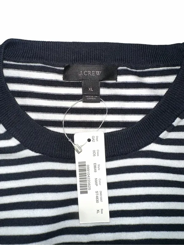 NWT J. Crew Jackie Sweater Shell Navy Striped Sleeveless Knit Tank XL - Image 3