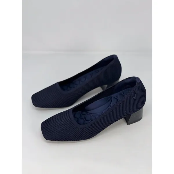 VIVAIA Melody Pro Heels Blue Square Toe Chunky Block Slip On Pumps 37.5 US 7 - Image 5