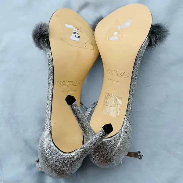 Elegant Silver Heels with REAL Fur Accent🔥🔥🔥 - Image 8