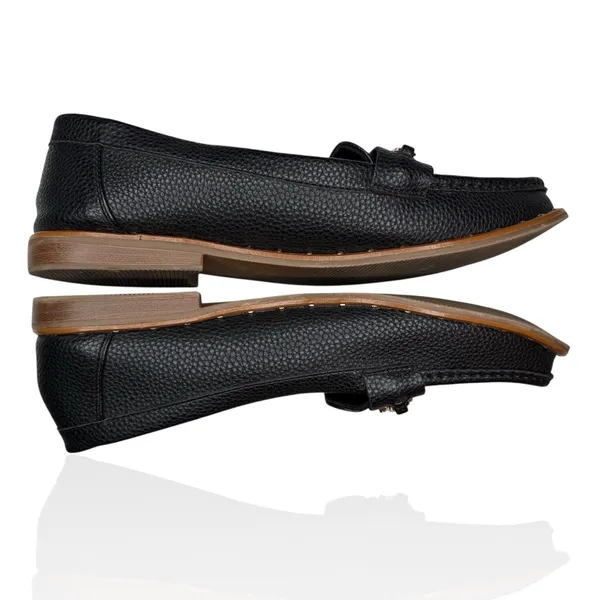 Anne Klein iFlex Nicola Size 9.5M‎ Shoes Black Gold Vegan Comfort Career Loafers - Image 6