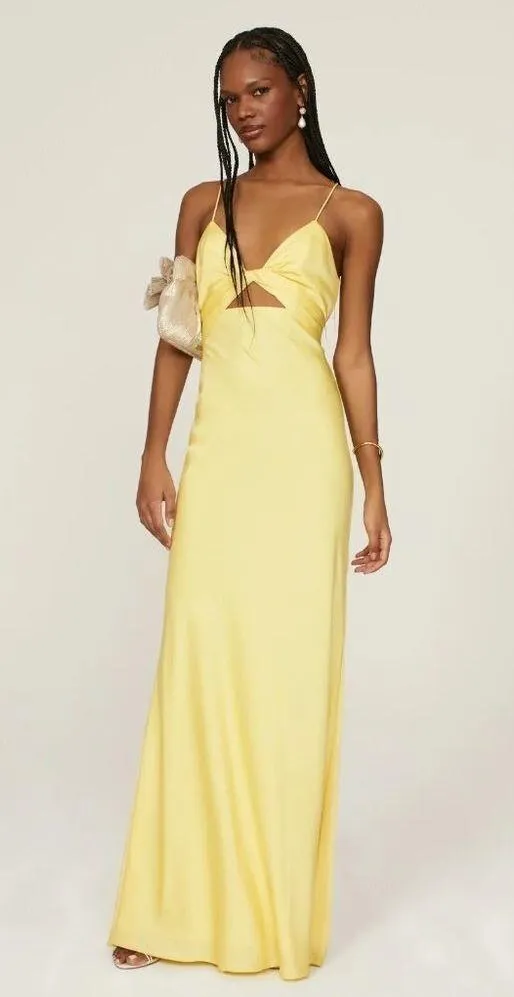 Ieena for Mac Duggal Twist Front Gown Yellow Womens Size 14 - Image 2