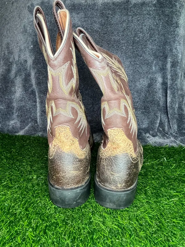 Ariat Western Cowboy Boots Mens 11.5 D Brown Leather Square Toe Pull On - Image 4