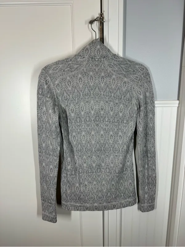 Smartwool Women's Merino 250 Base Layer Pattern 1/4 Zip Pullover Gray Moonbeam - Image 4