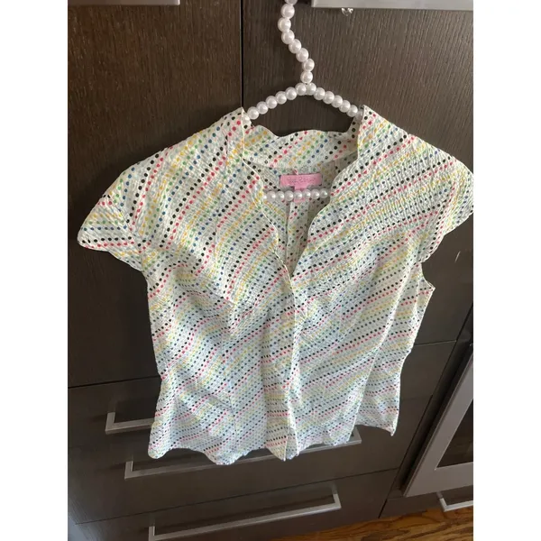 Lilly pultizer white dot shirt ruffle size‎ 6 - Image 2