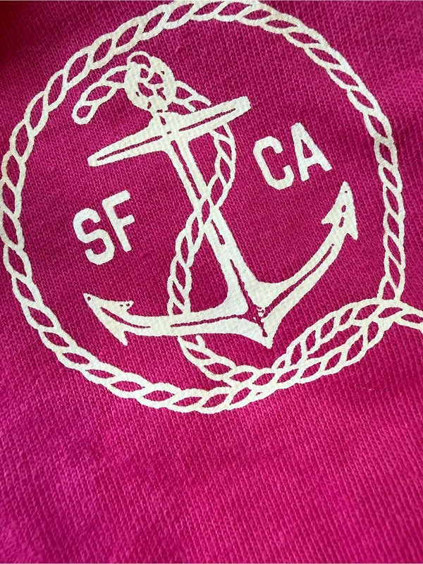 Old Navy Magenta Crewneck Sweatshirt with White Sleeve Stripes - Image 6