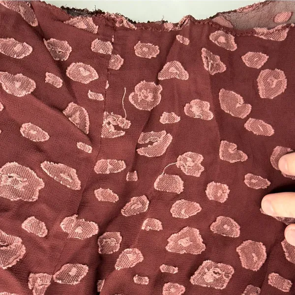Aritzia Wilfred Lourdes‎ Burgundy Dot Print Tie Long Sleeve Top Sz XS - Image 8