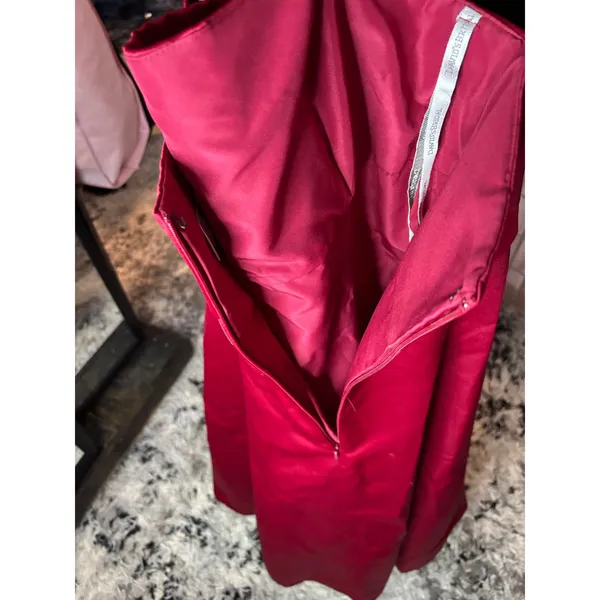 Davids Bridal Red‎ Satin A-Line Formal Gown Dress with Bow Waist Size 12 - Image 8