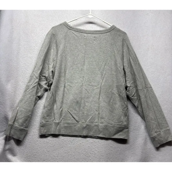 Everlane Sweatshirt Womens Large Gray Cotton Crewneck Pullover Raglan Sleeve - Image 5
