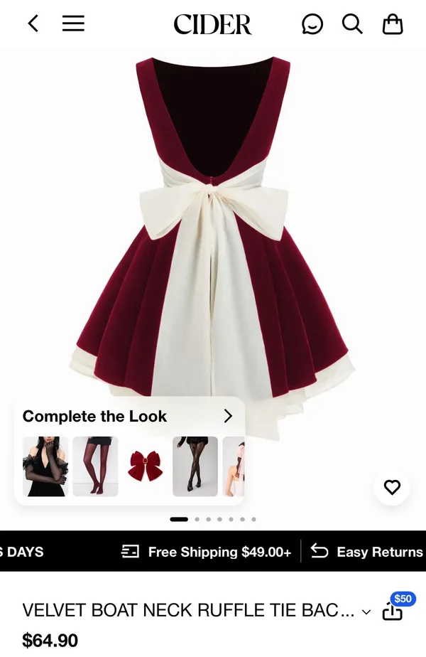 Cider red velvet boat neck dress - Image 2