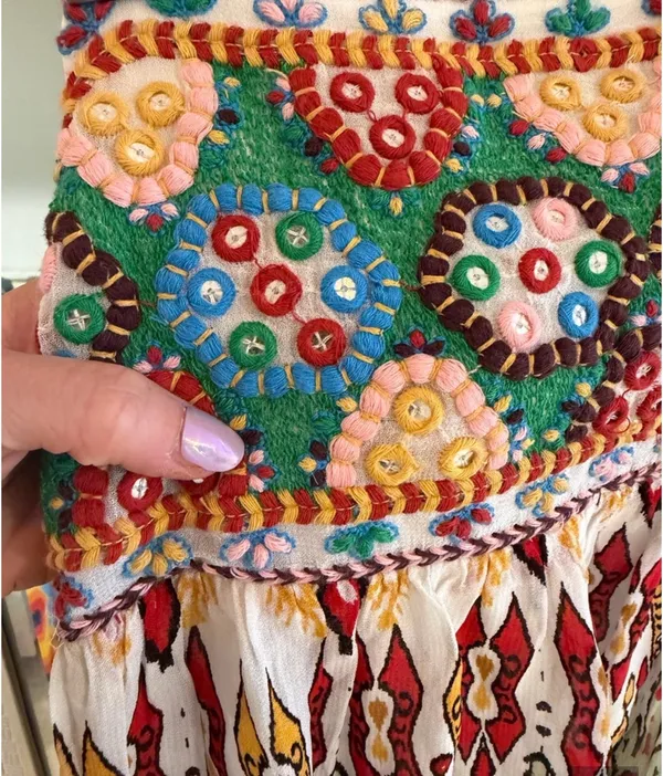 ZARA Embroidered Bohemian Colorful Mini Festival Sun Dress NWOT - Image 6