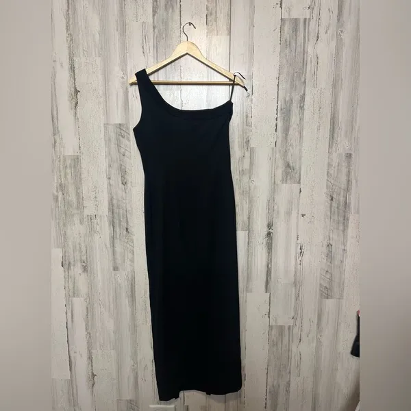 Maggy London Black One Shoulder Formal Gown | Size 6 | Elegant Slit Maxi Dress - Image 7