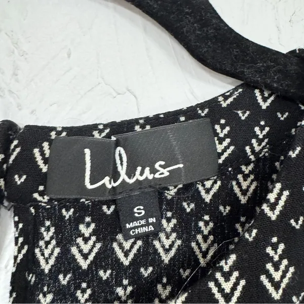 Lulus Black White Printed Tiered Romper Womens S Beachy Casual Summer Sleeveless - Image 7