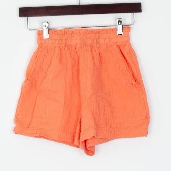 Aerie Womens Gauzy High Waisted Shorts Size XXS Orange Pockets Beachy Vacation‎ - Image 2