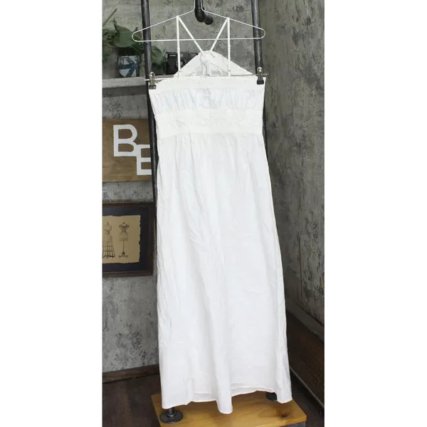 Aqua Womens Cotton Smocked Sleeveless Dress AQ08-01 White S - Image 2