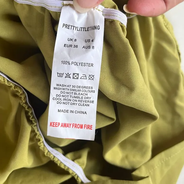 PrettyLittleThing Y2K CutOut Bodycon Dress Sz 4 Club Ruched Party Olive Indie - Image 13