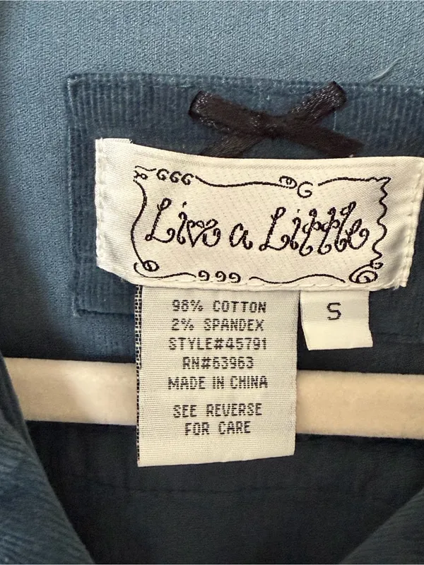 Live a Little Women’s Small Teal Corduroy Jacket Button Front Fitted Stretch - Image 3