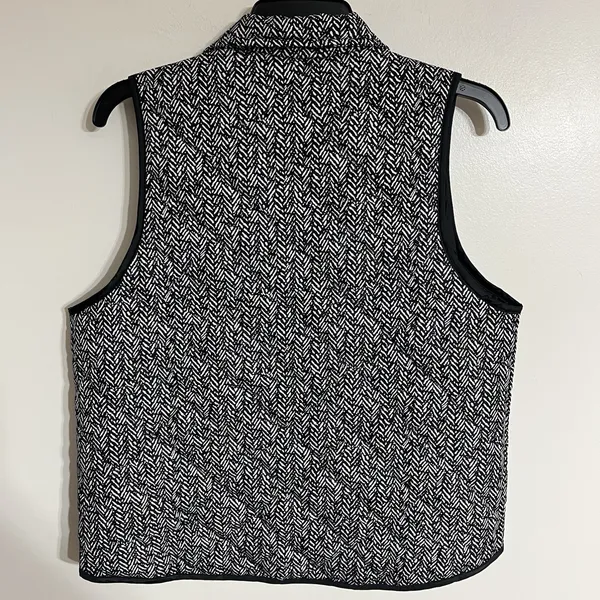 Wanna‎ B Vest Women's Large Black and White Zipper Pockets Quilted Fall Winter - Image 8