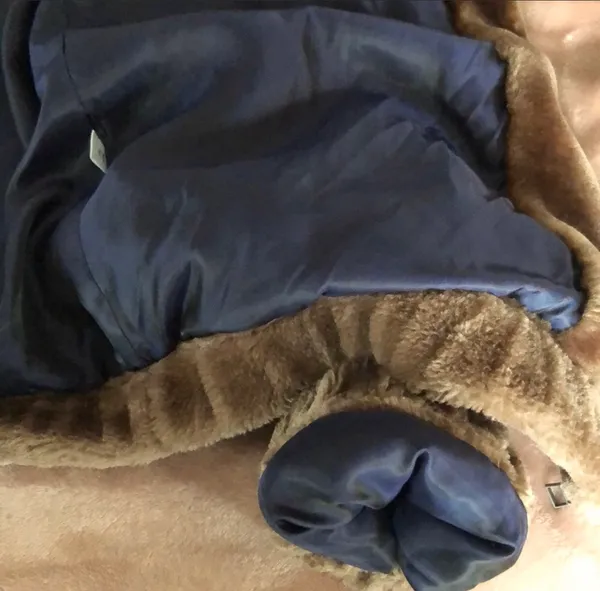 Faux Fur Teddy Coat Brown Size L - Image 3