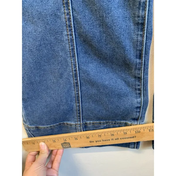 Sincerely Jules Women’s Denim Overalls Sincerely Wide Style Retro Leg Side Zipper Blue Size S - Image 8