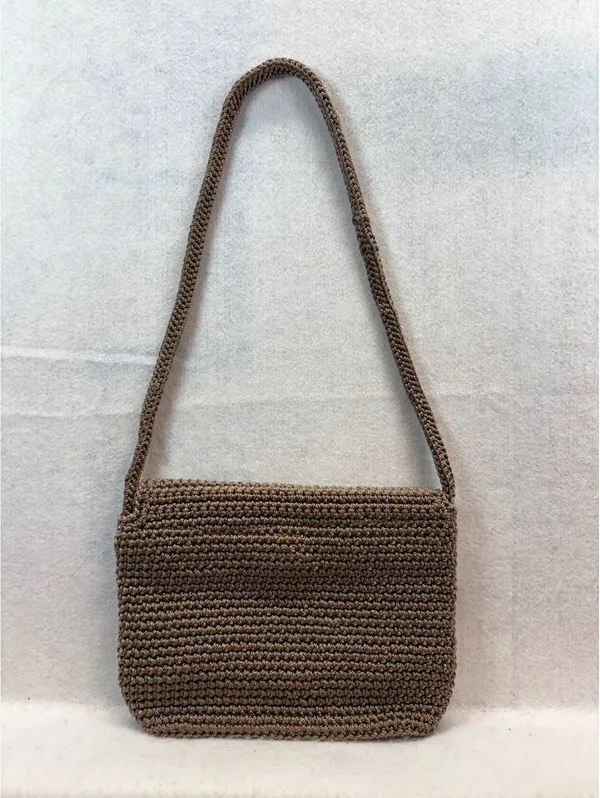 The Sak Brown Crochet Shoulder Bag Flap Purse Magnetic Snap Made Indonesia - Image 3