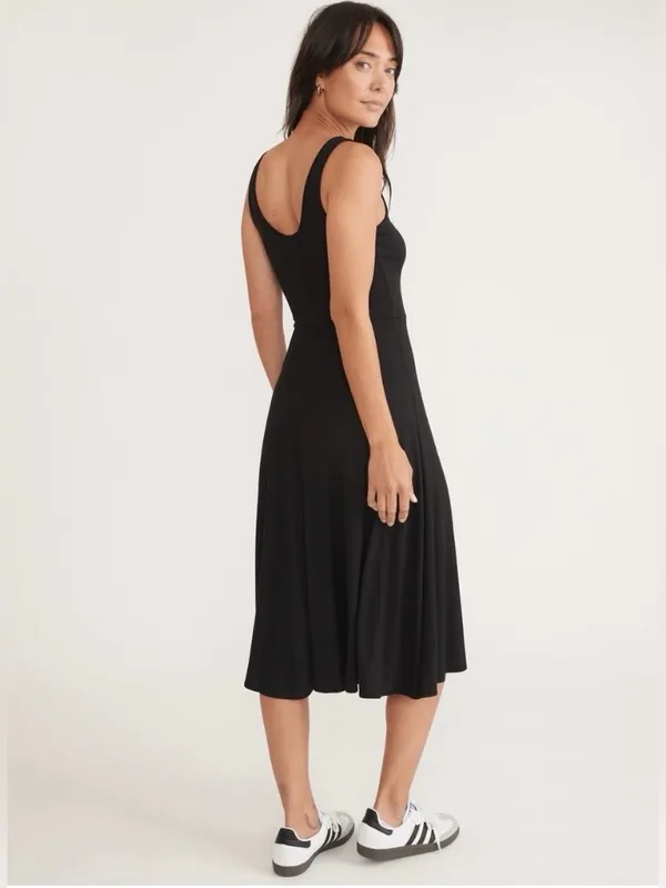 Marine Layer Lexi Fit and Flare black sleeveless midi dress Size XSmall NWT - Image 3