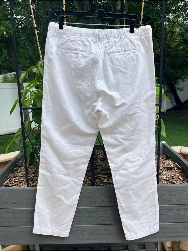 Gap Women’s White Linen Cotton Blend Jogger Pants Size M Coastal Casual Beachy - Image 4