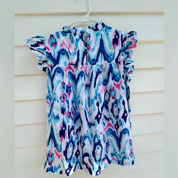 Crown & Ivy Blue and Purple Ruffled Blouse - Image 3